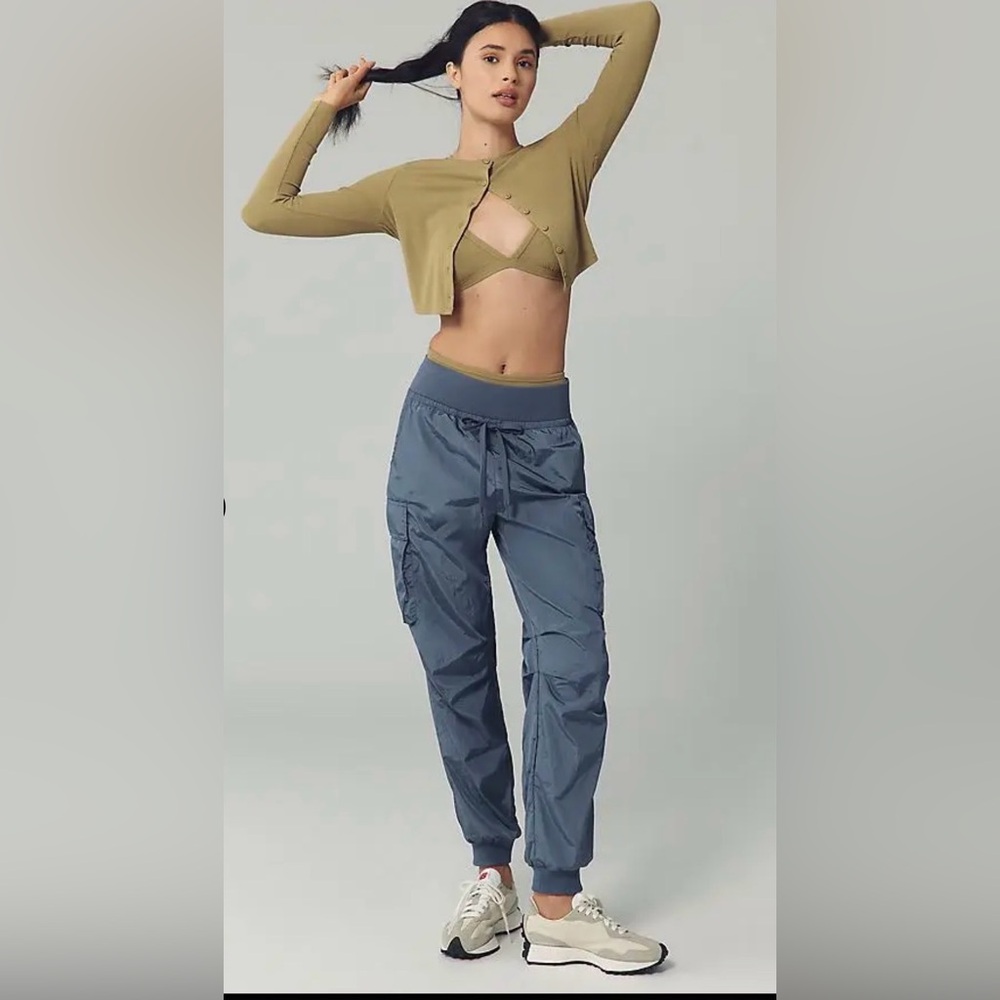 New Anthropologie Daily Practice Silky Blue Cargo Pants Size XS